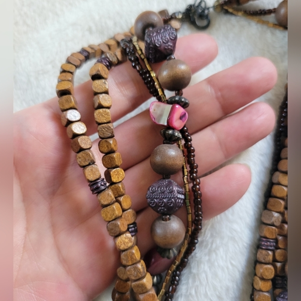 Stunning Multi-Strand Tribalesque Boho Beaded Med… - image 8